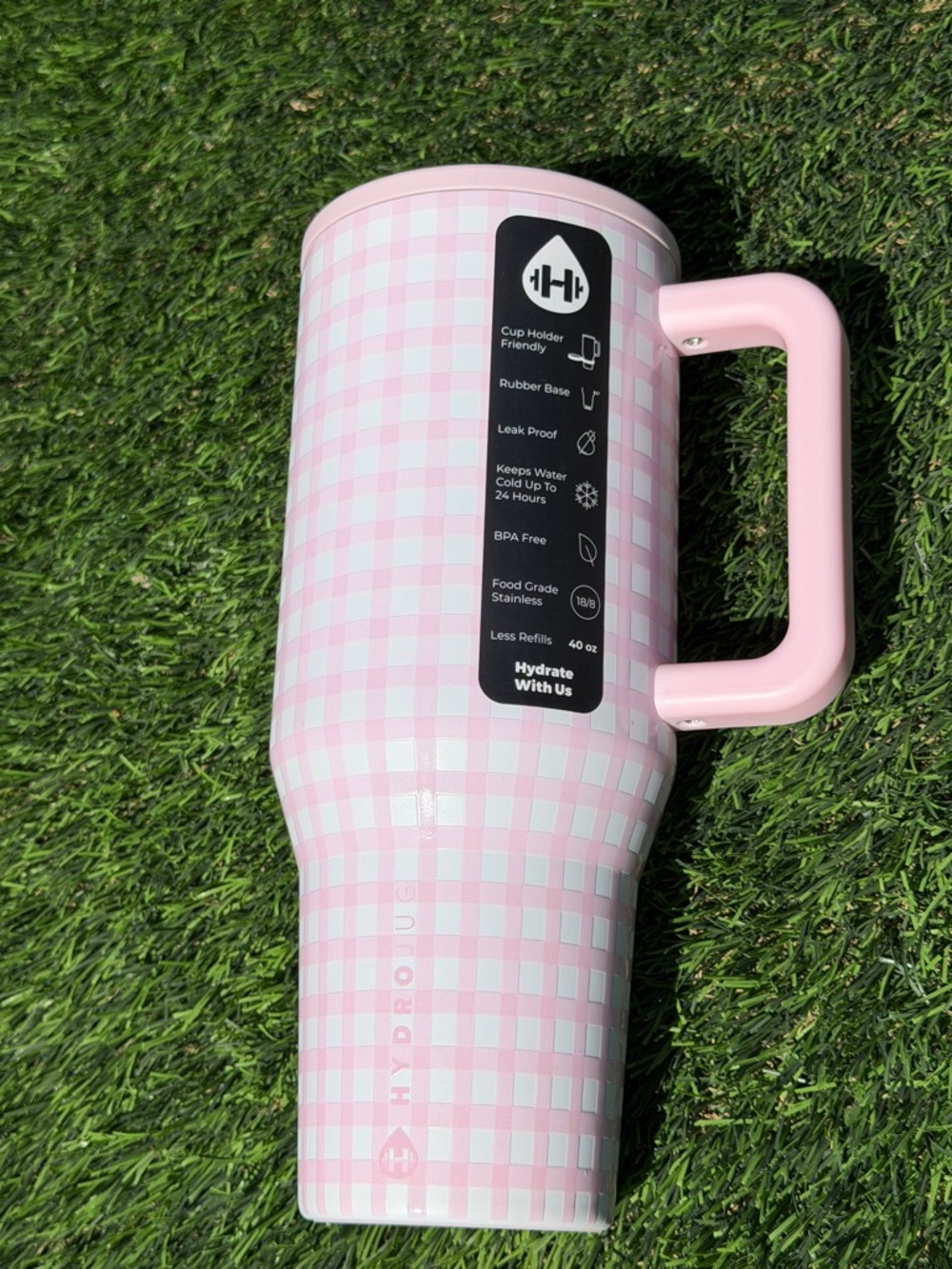 NWT 40oz Pink Gingham HydroJug